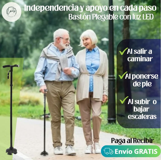 BASTÓN PLEGABLE CON LUZ LED | SOPORTE Y SEGURIDAD EN CADA PASO