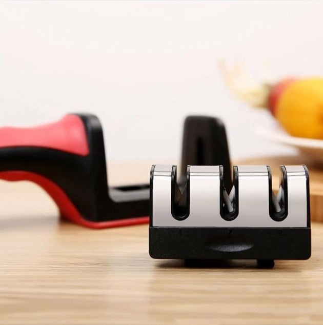 (3X1) AFILADOR DE CUCHILLOS MANUAL 3 NIVELES + EBook Recetas Parrilleras (Gratis)