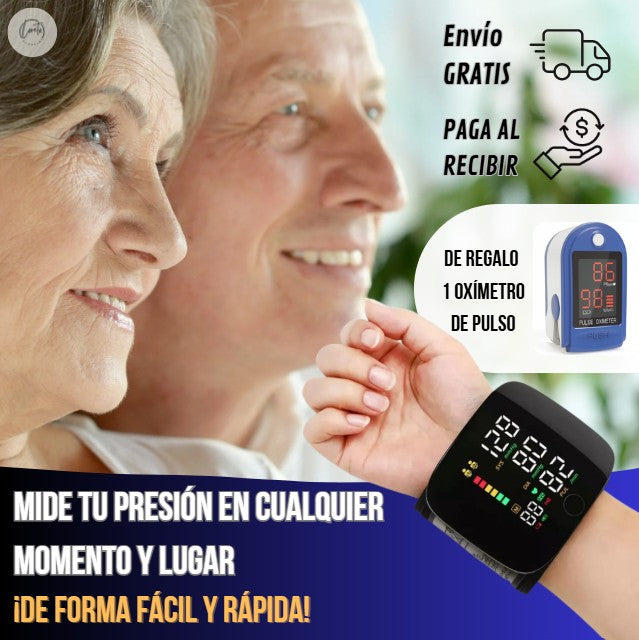MONITOR DIGITAL DE PRESIÓN ARTERIAL PARA MUÑECA + OXÍMETRO DE REGALO| Control práctico y rápido sin salir de casa