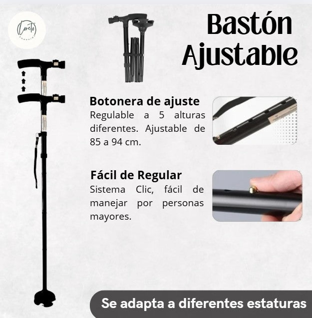 BASTÓN PLEGABLE CON LUZ LED | SOPORTE Y SEGURIDAD EN CADA PASO