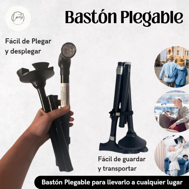 BASTÓN PLEGABLE CON LUZ LED | SOPORTE Y SEGURIDAD EN CADA PASO