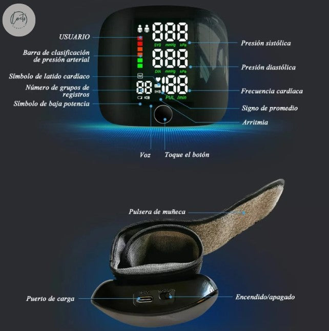 MONITOR DIGITAL DE PRESIÓN ARTERIAL PARA MUÑECA + OXÍMETRO DE REGALO| Control práctico y rápido sin salir de casa