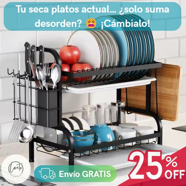 SECA PLATOS DOS NIVELES | Orden y espacio para tu cocina